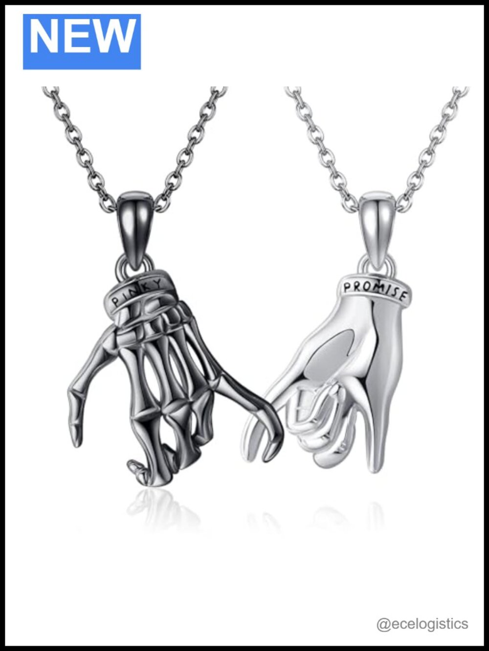 Sterling Silver Pinky Promise Matching Necklace Set for Couples